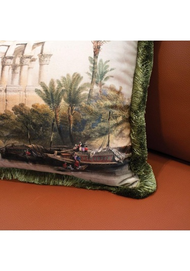 Old Landscape Yastık/kırlent Dolgu Boncuk Elyaf, Uluslararası Yıkama Ve Solmama Sertifikası Çok Renkli