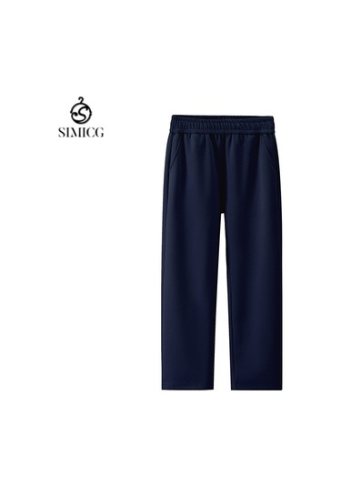 Erkek Rahat Bol Spor Pantolon Düz Renk İlkbahar Sonbahar Kış Erkek Pantolonu Mavi