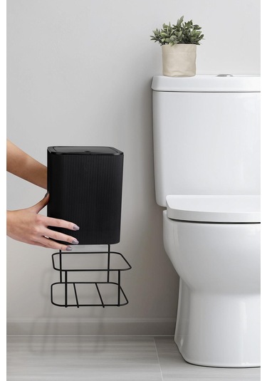 Okyanus Home Eko Magic Askılı Kare Mina Çöp Kovası Siyah