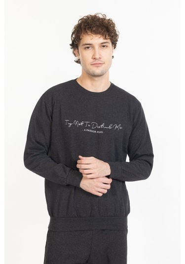 Erkek Kışlık Baskılı Eşofman Takımı Tampap Knt-01- Antrasit