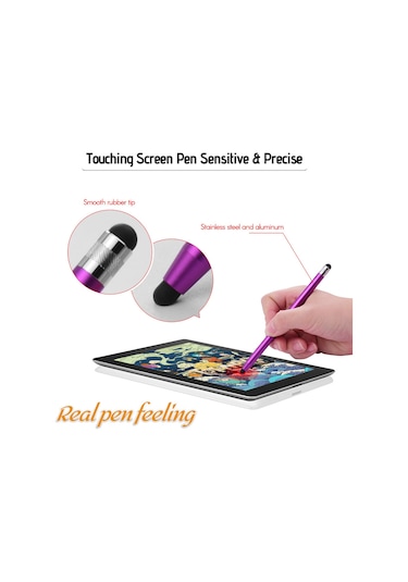 Yaozixa 4 Adet Metal Silikon Uçlu Dokunmatik Kalem - Telefon Ve Tablet İçin Çift Uçlu Hassas Dokunma, 2 Kırmızı 2 Mor