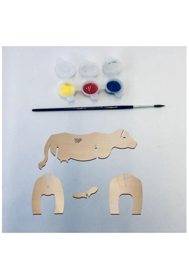 Ahşap Maket Hayvanlar Çocuklar Için Öğretici Boyanabilir - İnek