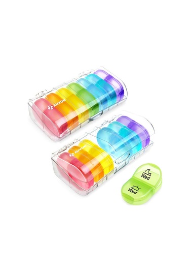 Sones Hafta 14 Izgaralar Gökkuşağı Taşınabilir Plastik Bölmeli İlaç Kutusu Gösterildiği Gibi