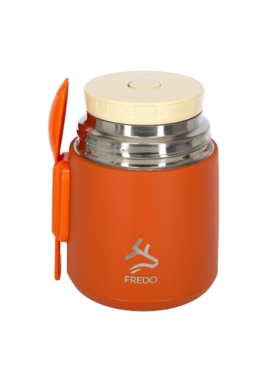 Duo Dine Bebek Turuncu Mama Kabı & Yemek Saklama Termosu, Mug - 8 Saat Sıcak, 12 Saat Soğuk Tutma 500 Ml Turuncu