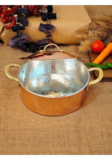 Modabakır Pilav Tenceresi Bakır 22 Cm 2350 Ml Model:7654555 Bakır