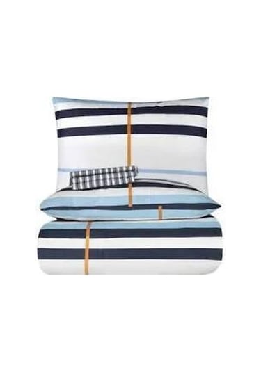 Çift Kişilik Nevresim Takımı Ranforce 200x220 Strıped Turkuaz