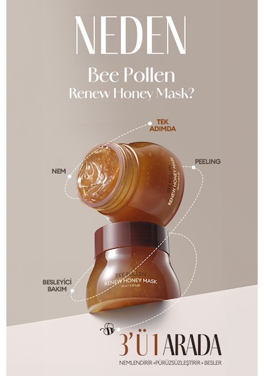 Kuru Ve Cansız Ciltlere Arı Poleni İçerikli Nemlendirici Peeling Maskebee Pollen Renew Honey Mask