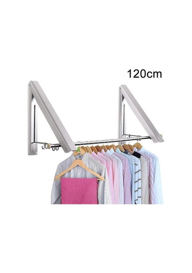 Ganzhoushop 2/3 Çubuk Geri Çekilebilir Elbise Askıları - Duvara Monte Katlanır Elbise Askısıbanyo, Balkon Gibi Depolama Organizasyonları İçin Kullanılan Elbise Kurutma Askısı120cm Çok Renkli