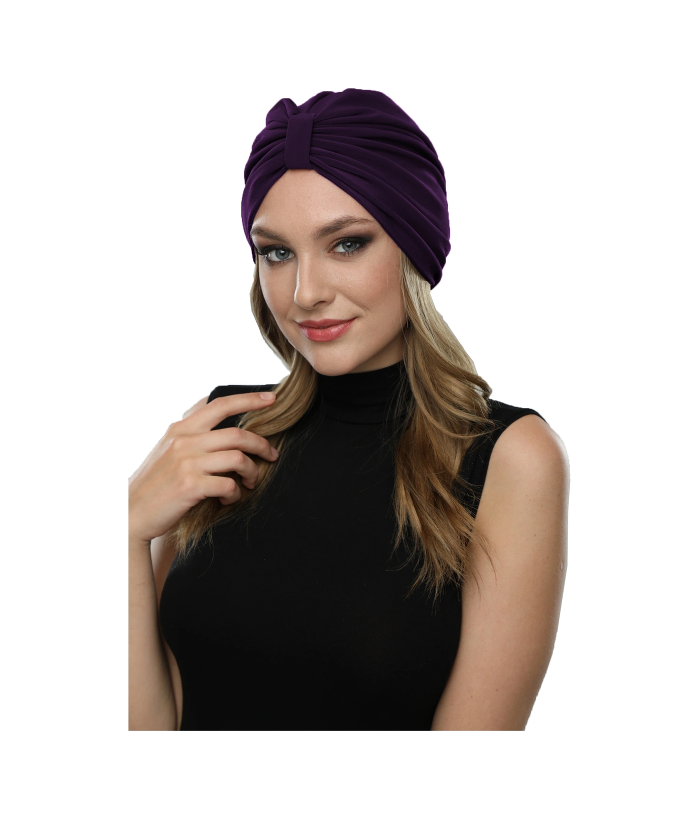 Kelebek Astarlı Mor Hazır Türban Tesettür Havuz Bonesi Mor