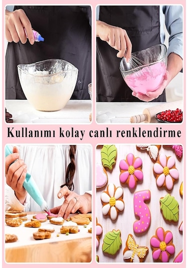 Renkli Gıda Boyası Sıvı 50 Ml 4 Adet Su Bazlı Likit Renkli Sıvı Gıda Boyası Pasta Hamur Boyası Kek Fonda Yüksek Konsantr