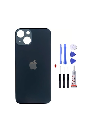 Apple Uyumlu iPhone 13 Siyah Arka Cam Kapak Arka Pil Kapağı