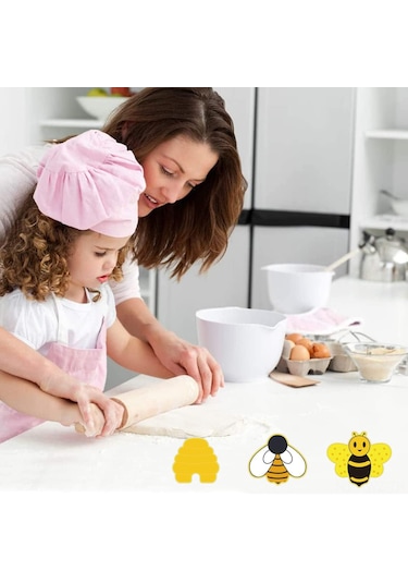 Wezone 8 Parça Arı Temalı Çıkarıcı Set: Arı, Bal, Çiçek, Arı Sığırcığı Ve Kutlama Tahtası Şekilleri İle Hamur, Fondant Kesimi Sarı