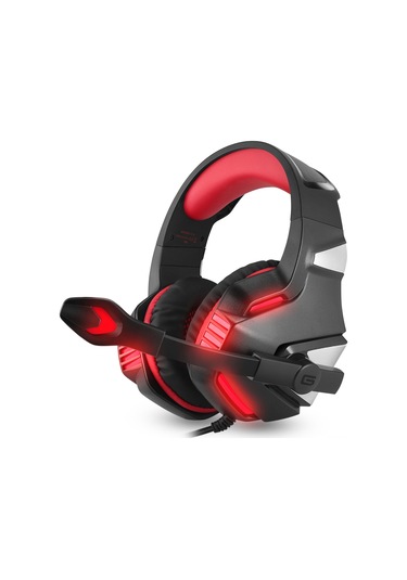 Hombey V3 Kablolu Oyun Kulaklığı 50mm Hoparlör Otomatik Gürültü Engelleme Ayarlanabilir Mikrofon Usb+3.5mm Siyah-kırmızı