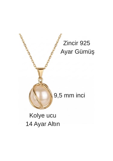 14 Ayar Altın Kafesli Doğal İnci Kolye