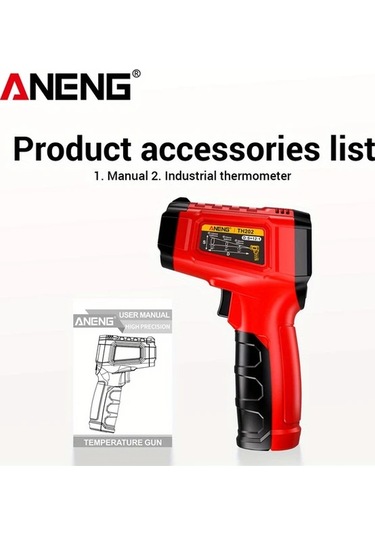 Honeybeeshop Aneng Th202 Kırmızı Termometre Higrometre Temassiz Algılama -50-600 C Sicaklik Tabancasi Lcd Ekran Pilsiz