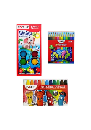 Fatih Kırtasiye Okul Seti 3 Parça Boya Malzemeleri Seti