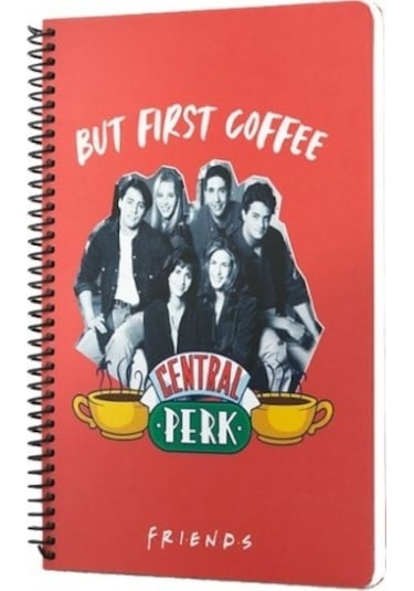 Mabbels Friends Central Perk But First Coffee Spiralli Defter Kırmızı