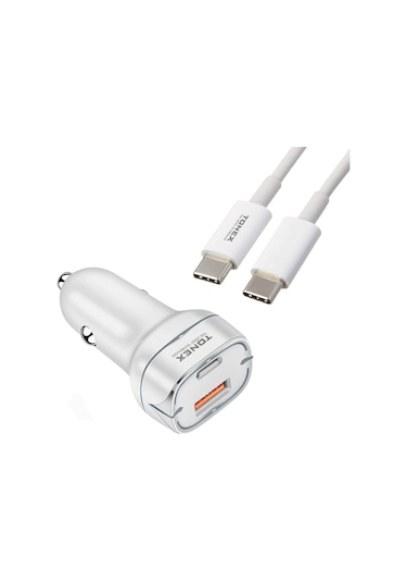 Tonex Ta-38w Pd + Usb-a Type-c To Type-c Kablolu Araç İçi Şarj Aleti Set -