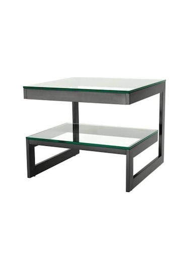 Gonca Siyah Metal / Cam Yan Sehpa