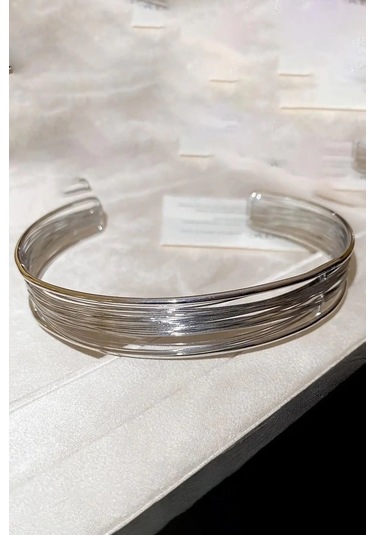 Caş Dekorasyon Gümüş Renkli Metal Choker Kolye Gümüş