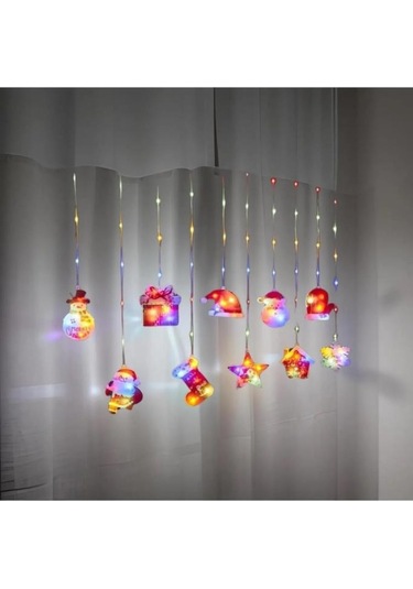 Rgb Noel Figürlü Yılbaşı Parti Dekorasyon Işıklandırmaları, Saçak Perde Led Işık, Noel Süsleri Çok Renkli