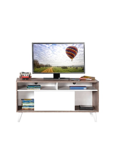 Retro Slide Tv Sehpası Latte-Diamond Beyaz