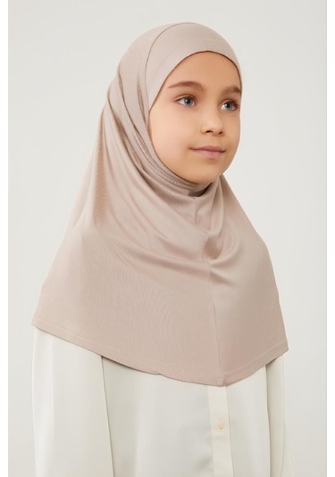 Tesettür Çocuk Namaz Bonesi Eşarbı Şalı Hijabı Taş Rengi Taş Rengi