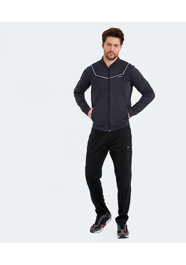 Slazenger ROOSEVELT IN Erkek Cepli Fermuarlı Koyu Gri Eşofman Takımı