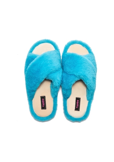 Twigy Çapraz Peluş Kadın Ev Terliği Mavi 36/41 CC0185 Mavi