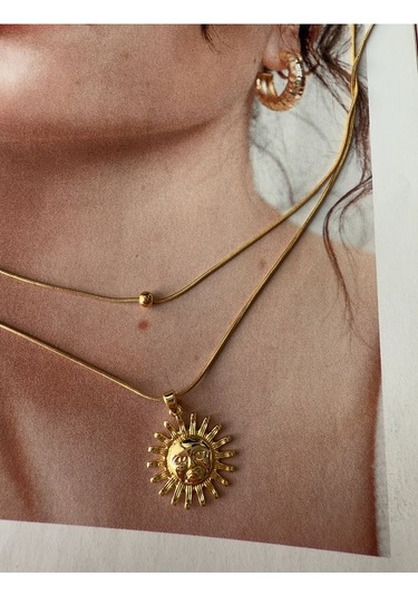 60 Cm Güneş Paslanmaz Çelik Kararmaz Kadın Kolye Modern Ve Şık Altın