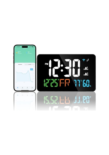 Tuya Wifi Masaüstü Saat Takvimi Dijital Led Ekranlı E25604w