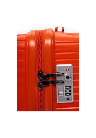 Elatae Exclusive Pro Polipropilen Kırılmaz 3'lü Valiz Seti Büyük - Kabin Boy Ve Makyaj Çantası Turuncu 5239