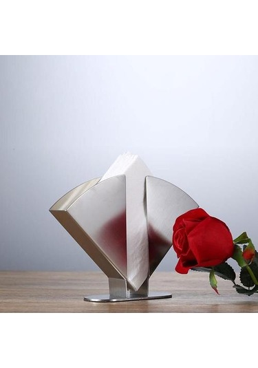 1 Adet Masaüstü Peçete Standı Sektörü Şekilli Paslanmaz Çelik Serviette Tutucu Kağıt Tutucular