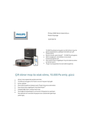Philips 5000 Serisi XU5100/10 Islak & Kuru Robot Süpürge Siyah