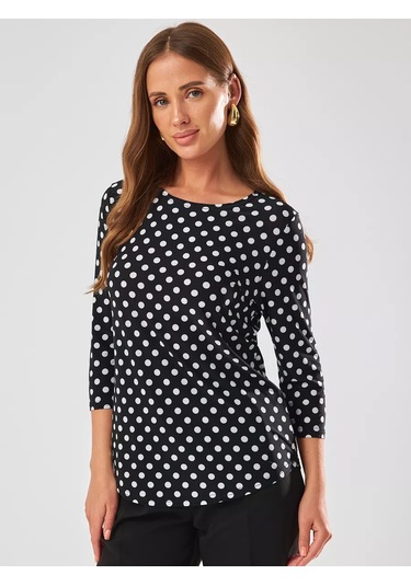 Velurteks 3/4 Kollu Ofis Günlük Bluz 212773912 Siyah Kristal