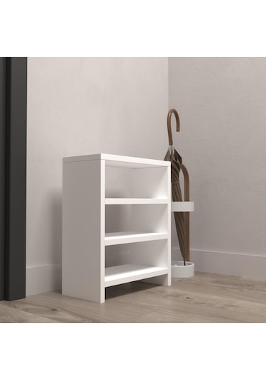 Kenzlife Ayakkabılık Mısri Mat Beyaz Suntalam 050 040 20 Altı Çift Ayakkabı Kapasitesi Arkalıksız Beyaz