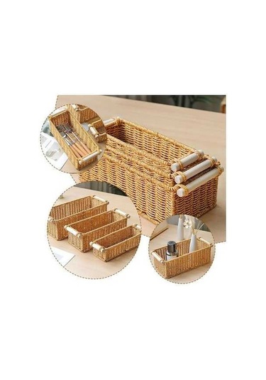 Bosphorusboutique02 Treasure Rattan Storage Basket, Multi-color, For Raft Shelves, Hasır Saklama Çok Renkli Çok Renkli