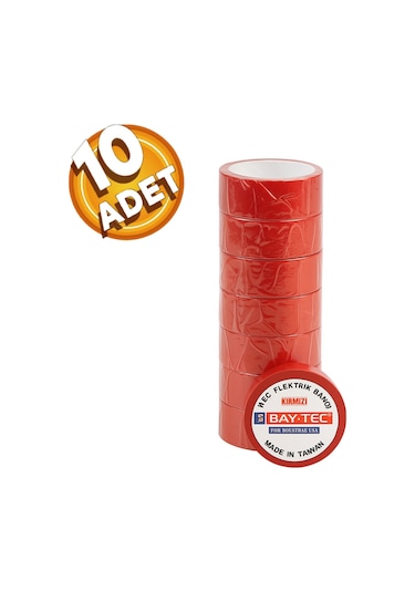 Elektrik Izole Bandı Kırmızı 10 Adet Elektrik Bandı