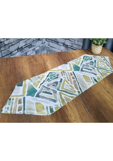 Çeyiz Diyarı Geometrik Lüx Runner Yeşil