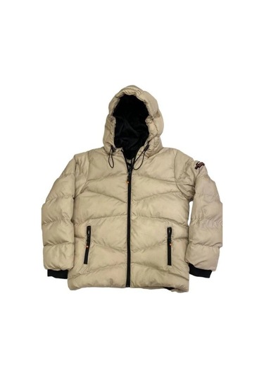 Erkek Çocuk Kapüşonlu Şişme Mont-11053 Bej