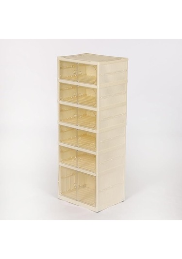 Kurulum Gerektirmeyen Katlanabilir Ayakkabı Saklama Kutusu Krem