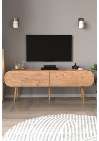 Tv Sehpası 2 Kapaklı Tv Sehpası Düşer Kapaklı Tv Ünitesi Televizyon Sehpası 120 Cm Sicilya Çam Çam