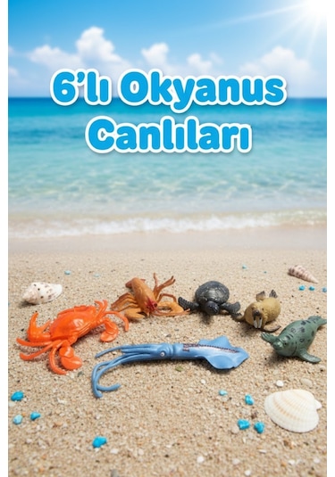 6 Parça Gerçekçi Okyanus Ve Deniz Canlıları Figür Seti - Eğitici Hayvanlar Oyuncak Paketi Hayvanlar
