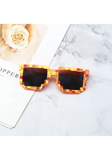 Rpxbguckarhg Komik Çocuk Güneş Gözlüğü - Thug Life Stili Piksel Gözlük, Cosplay Ve Hediye İçinwhıte51gri Gri