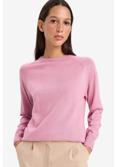 Defacto Relax Fit Bisiklet Yaka Basic Düz Triko Kazak I6913az25wnpn141 Pembe