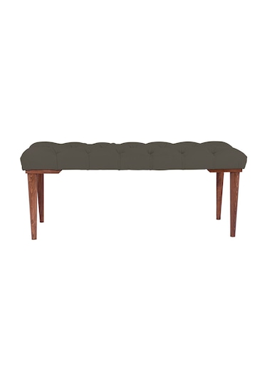 Gazzini Classic Retro Gürgen Ayak Chester Model Kapitoneli Antrasit Puf Bench - Ceviz Ayak