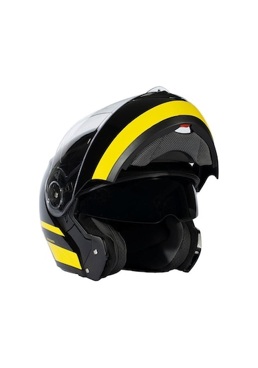 Zeus Zs-3050 Be6 Black Yellow Çene Açılır Motosiklet Kaskı