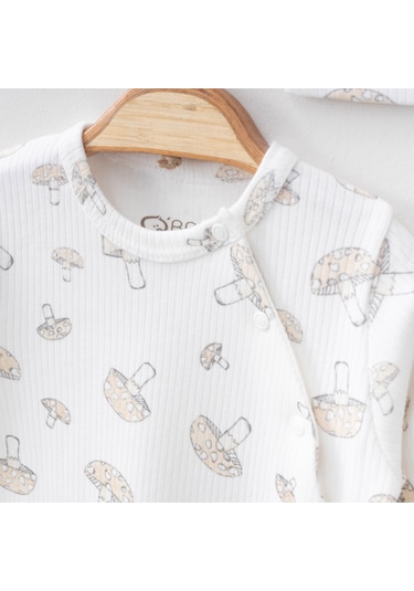 O'baby Mantar Baskılı Tulum Kız Ve Erkek 0/3/6Ay Patikli Bebek Tulum %10
