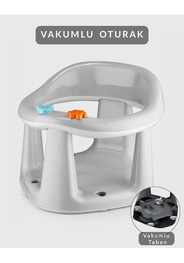 Bebek Banyo Oturağı - Vakum Tabanlı Bebek Mama Oturağı Gri