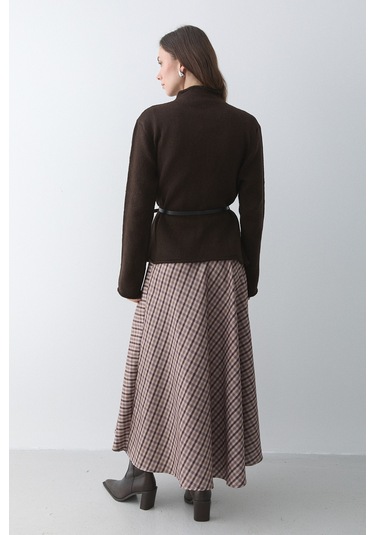 Koyu Kahve Kemerli Hırka - 241084 Koyu Kahverengi